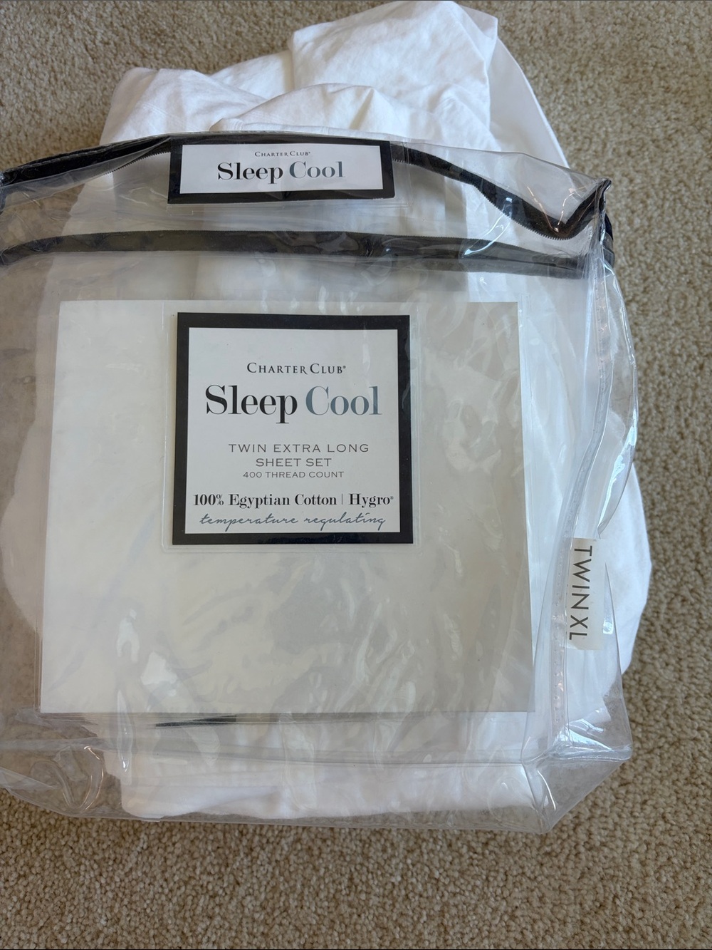 Charter Club Sleep Cool Twin XL White Sheet Set